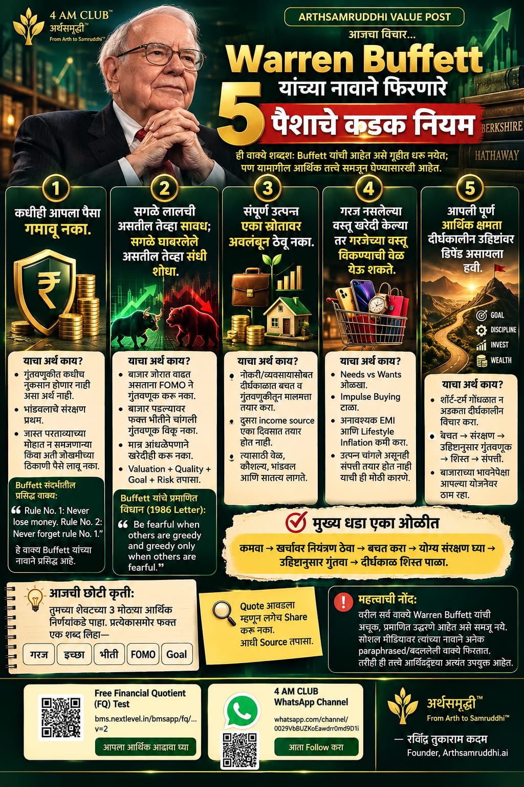 बफेट यांच्या नावाने फिरणारे ५ नियम